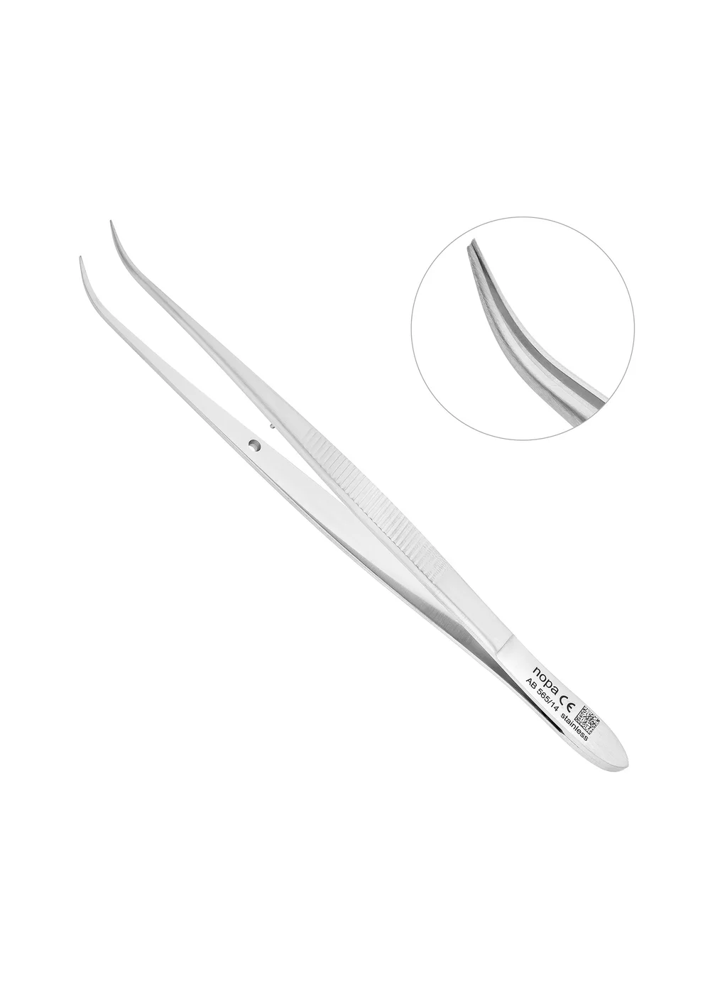 Nopa Instruments AB 565/14 - пинцет для удаления осколков гладкий, изогнутый, 14,5 см