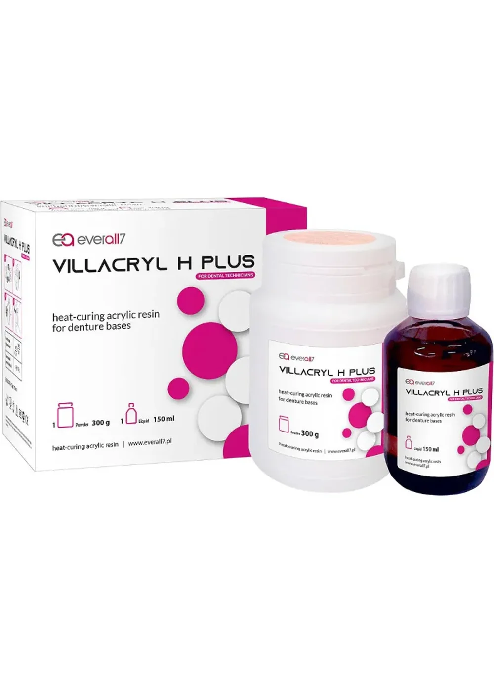 Пластмасса базисная, Everall7, Виллакрил H plus, V4, 750г+400мл