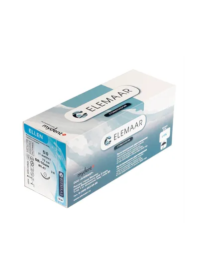 Elemaar ELLEN 5/0 - шовный материал, 75 см, 3/8, 16 мм, колющая, 12 шт.