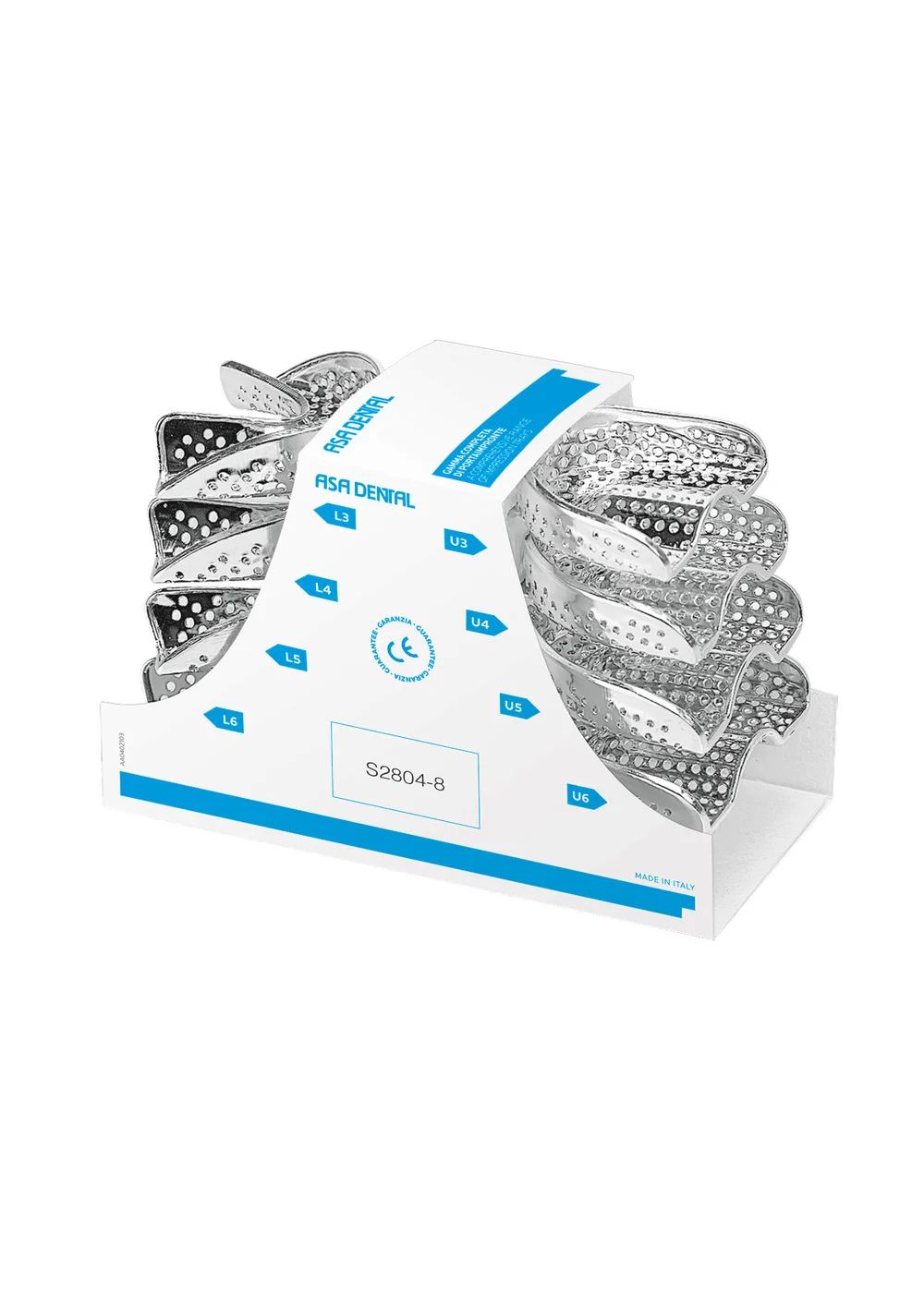Asa Dental S2804-8 - ложка слепочная, набор 8 штук, с перфорацией с бортиками