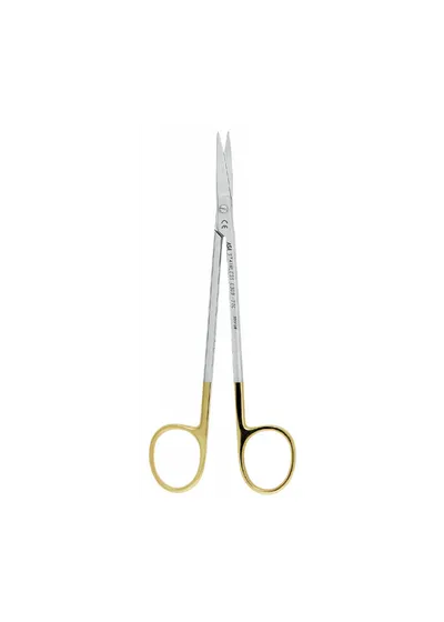 Asa Dental 0309-2TC - ножницы для десны N2 изогнутые по плоскости с твердосплавными вставками и золотистыми ручками, 16 см