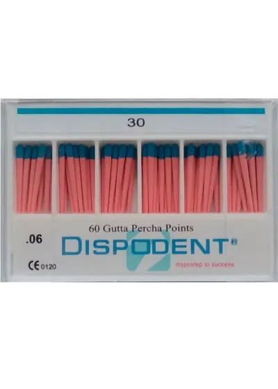 Штифты гуттаперчевые, Dispodent, конус 0.06 №30, 60 шт