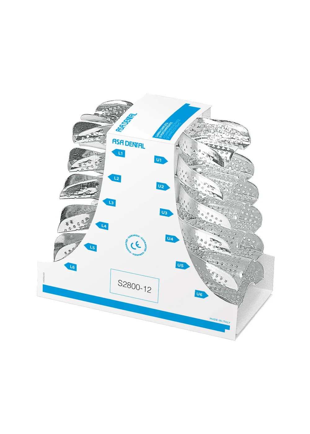 Asa Dental S2800-12 - ложка слепочная, набор 12 штук, с перфорацией без бортиков алюминиевая