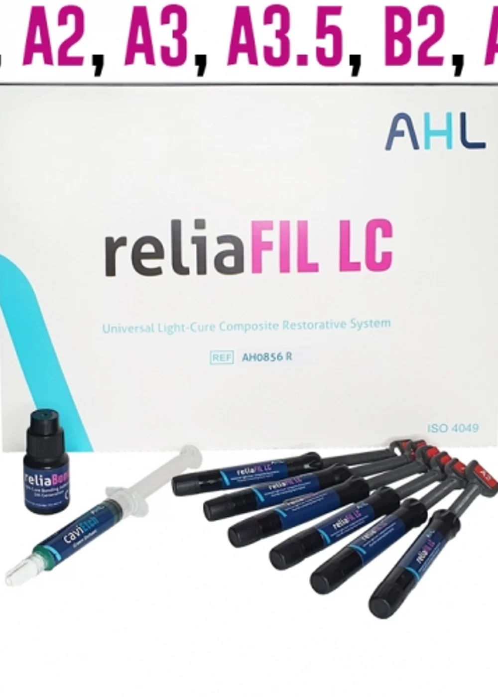 reliaFIL LC набор- шприц 6х4г. (A1,A2,A3,A3.5,B2,A2O), reliaBond 5мл, caviEtch 5мл, наконечники-Наногибридный композит, AHL