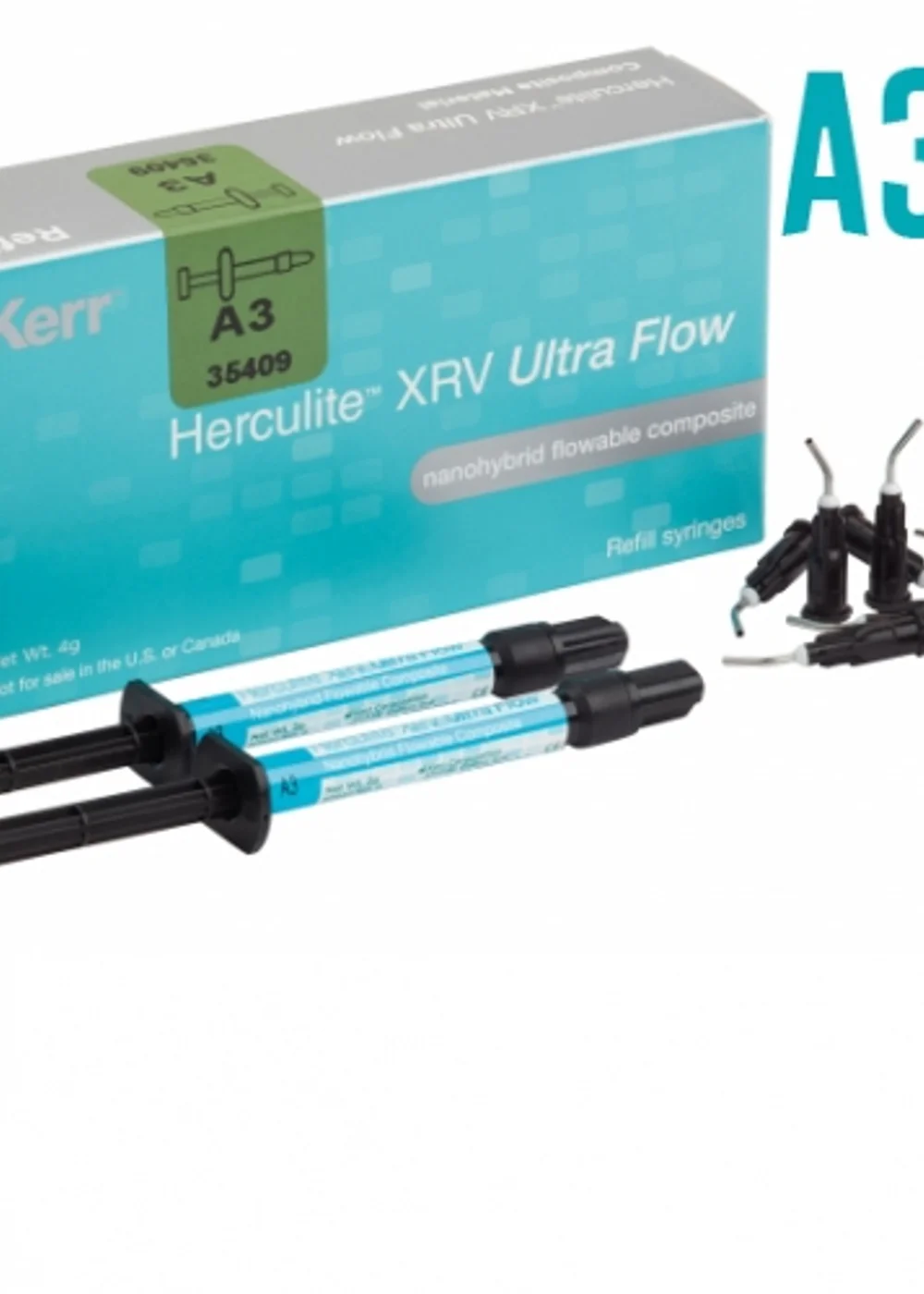 Herculite XRV Ultra Flow цв.A3,5 (2шпр.х2г, насадки-20шт.), 35410, Kerr
