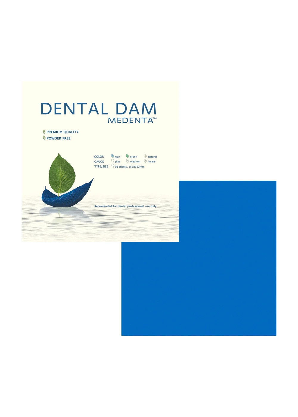 Завеса резиновая Medenta Dental Dam, голубая, средняя, 152×152 мм