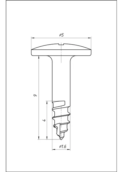 Винт хирургический тентовый (опорный), длина 9 мм, 1 шт., арт: SWt-16-09