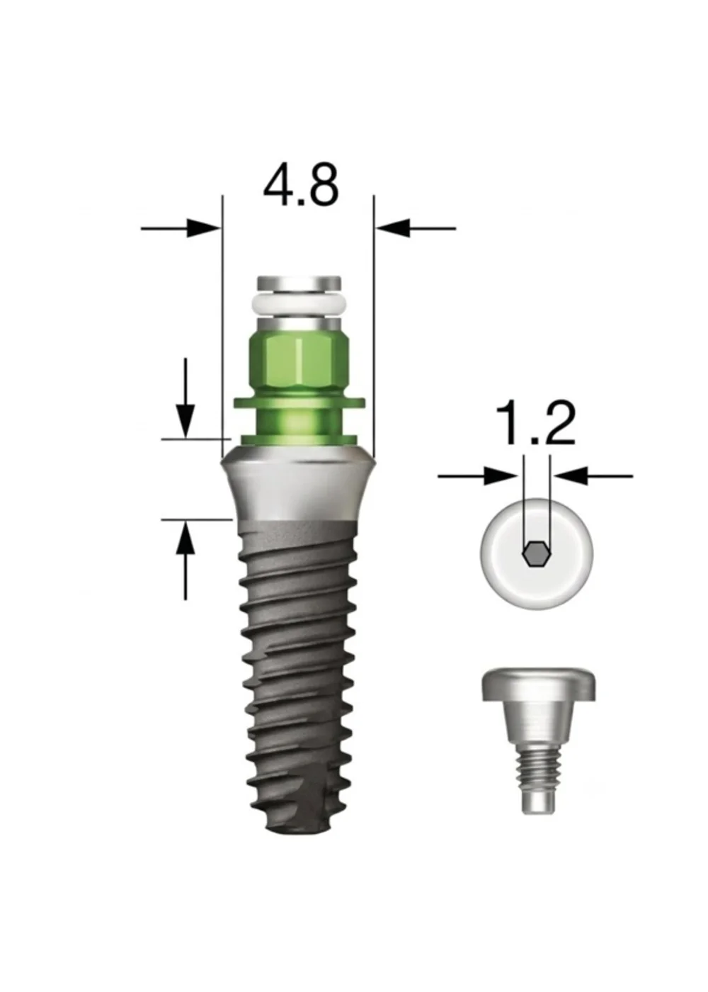 Имплантат, Osstem, SS III SA, D=3.5 мм, L=8.5 мм, 6-гран, Standart