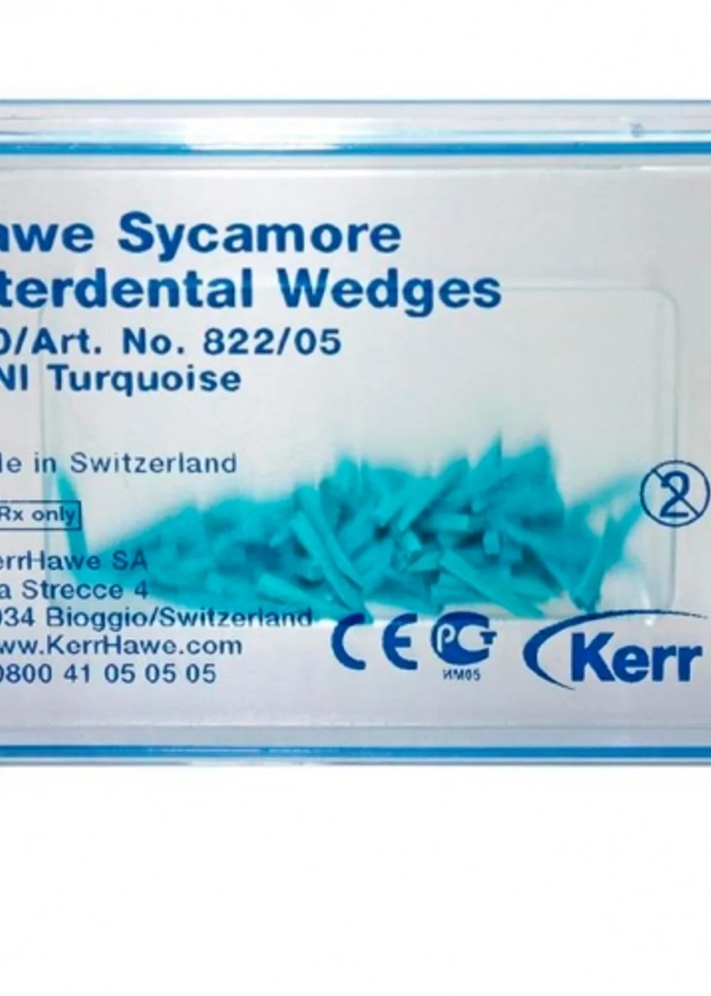 822/05 Клинья Sycamore Interdental деревянные бирюзовые (100шт), Kerr Hawe