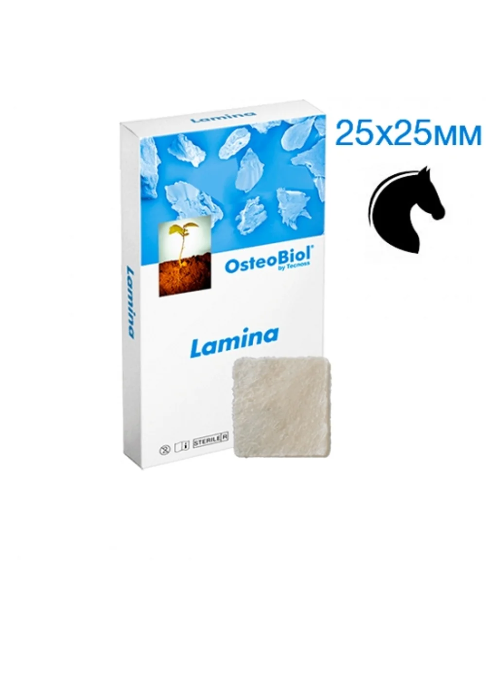 Костный материал, OsteoBiol by Tecnoss, Soft Cortical Lamina 25x25 мм, конский
