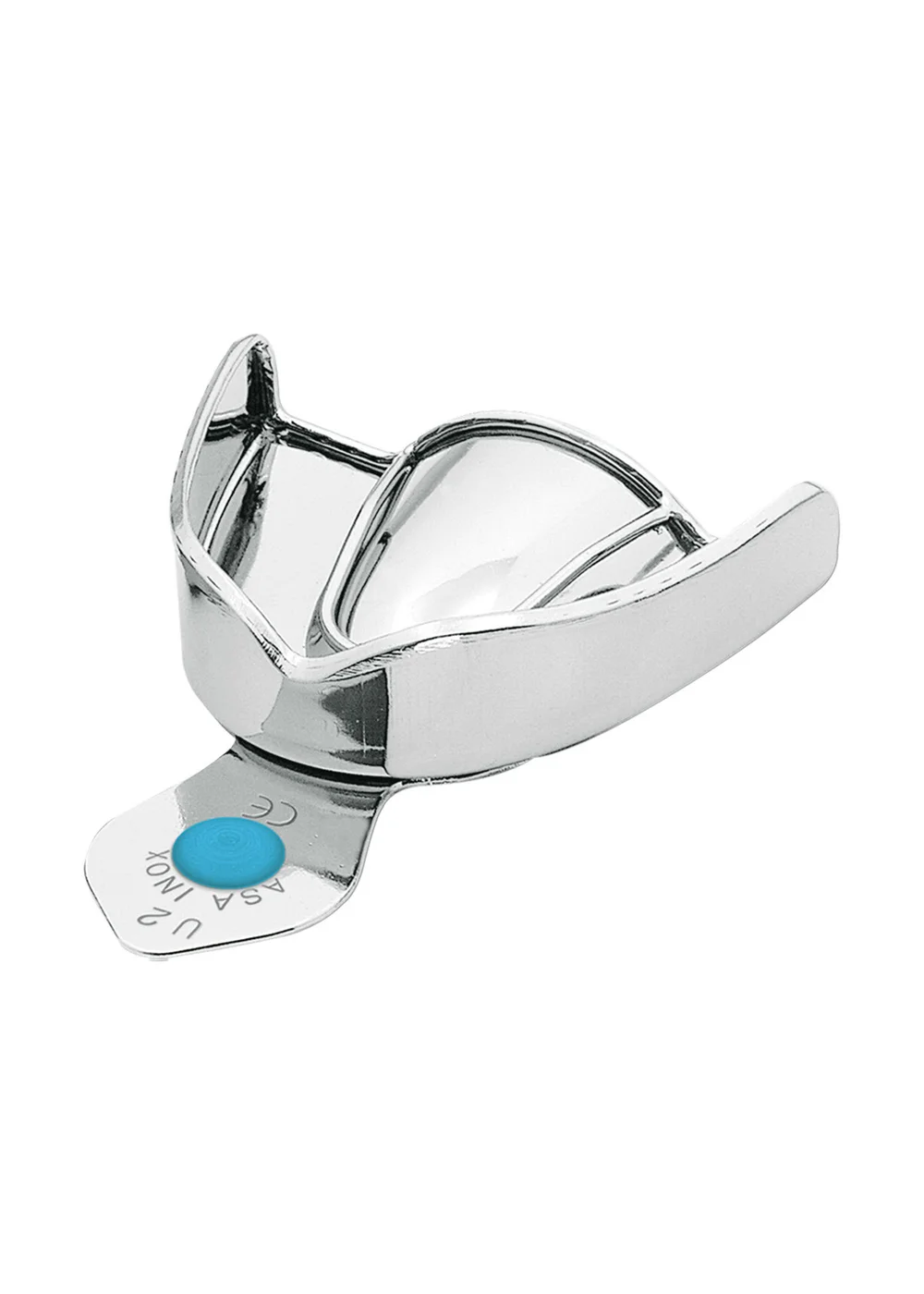 Asa Dental 2803-U2 - ложка слепочная верхняя большая (L) без перфорации с бортиками, с цветной кодировкой (голубая)