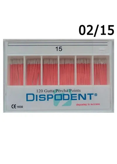 Штифты гуттаперчевые, Dispodent, 02/№15 (120 шт)