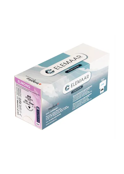 Elemaar ELMONQ 4/0 - шовный материал, 75 см, 3/8, 20 мм, обратно-режущая, 12 шт.