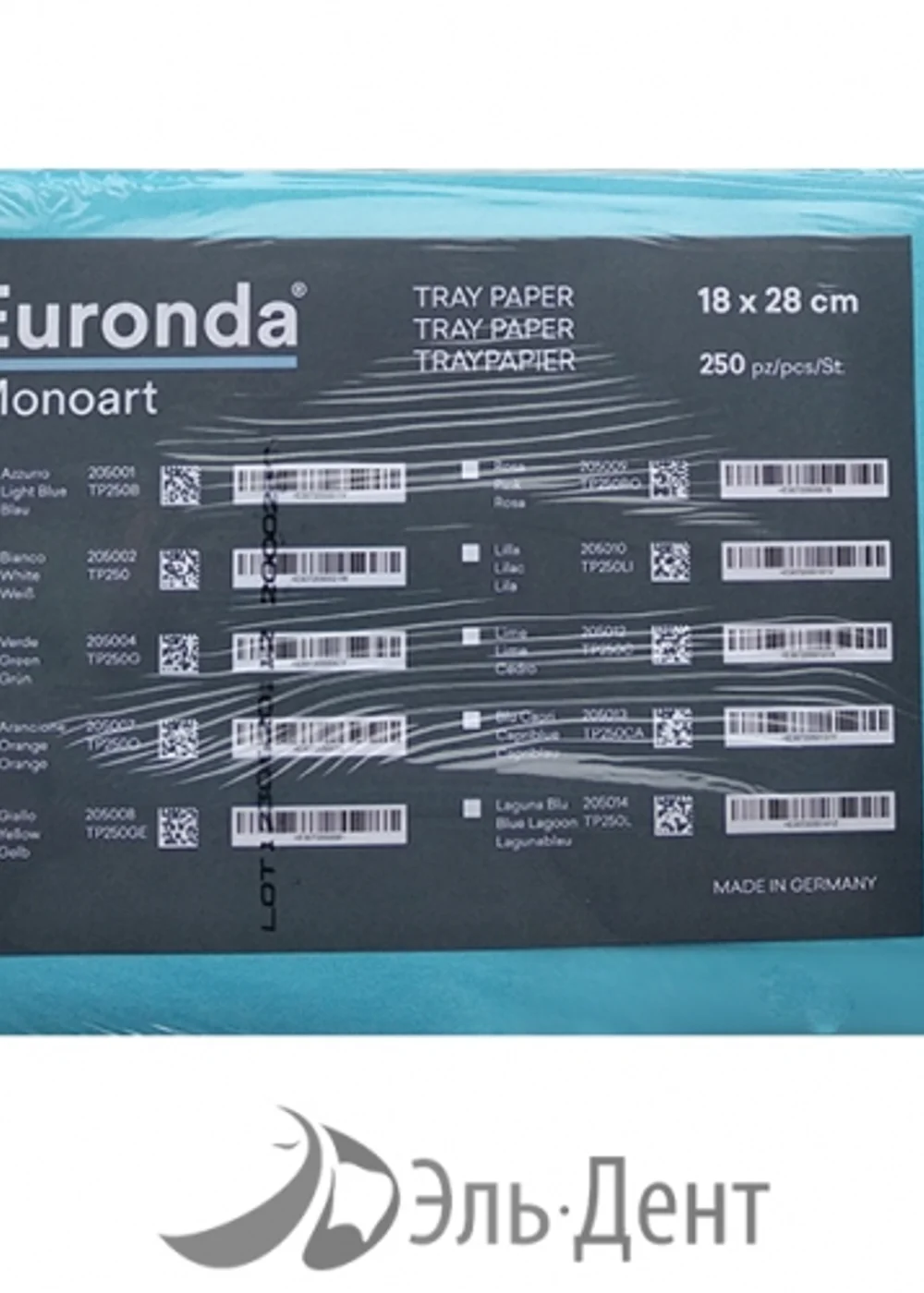 Салфетки автоклавируемые для подносов, Euronda, голубые, 180х280 мм, 250 шт