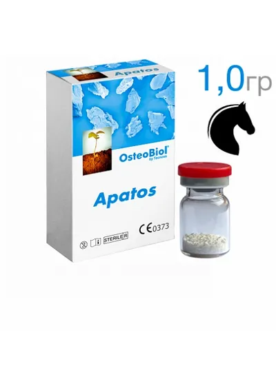 Костный материал, OsteoBiol by Tecnoss, Apatos Mix (конский) круп. 1 г, гранулы смеси губчатой и кортикальной кости без коллагена