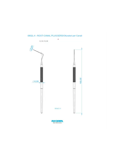 Asa Dental 0802L-4 - инструмент эндодонтический для вертикальной конденсации