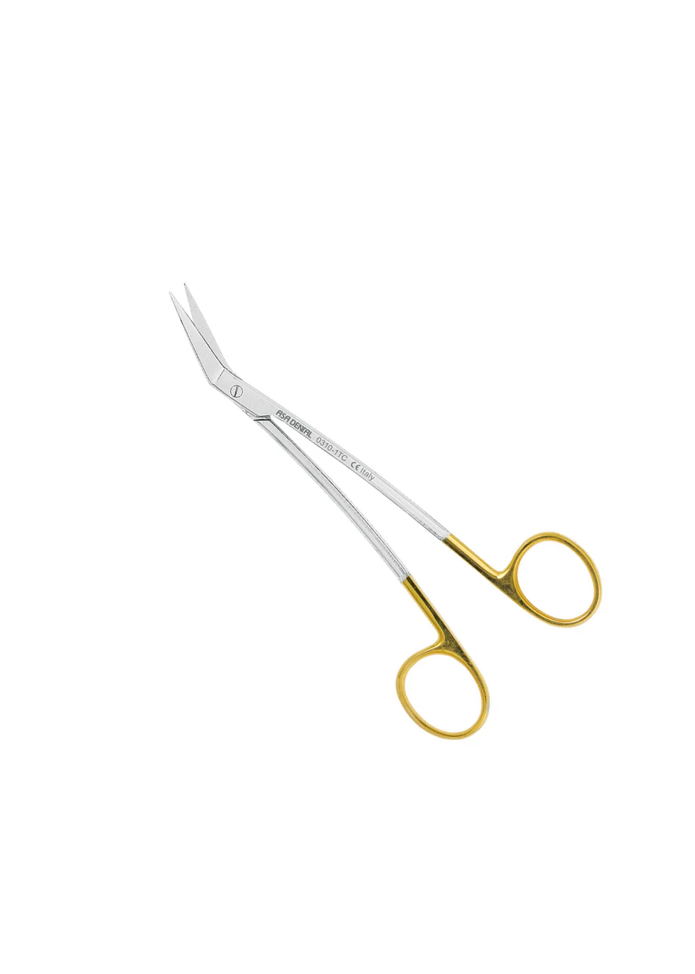 Asa Dental 0310-1TC - ножницы для десны N2 изогнутые в области лезвия и в области ручки с твердосплавными вставками, 16,5 см