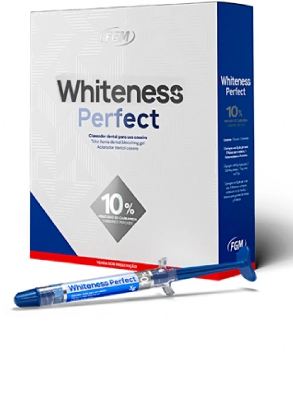 Whiteness Perfect 10% (5шпр.х3г, 2плас., конт.)-домашнее ночное отбеливание на основе перекиси карбамида, FGM (Бразилия)