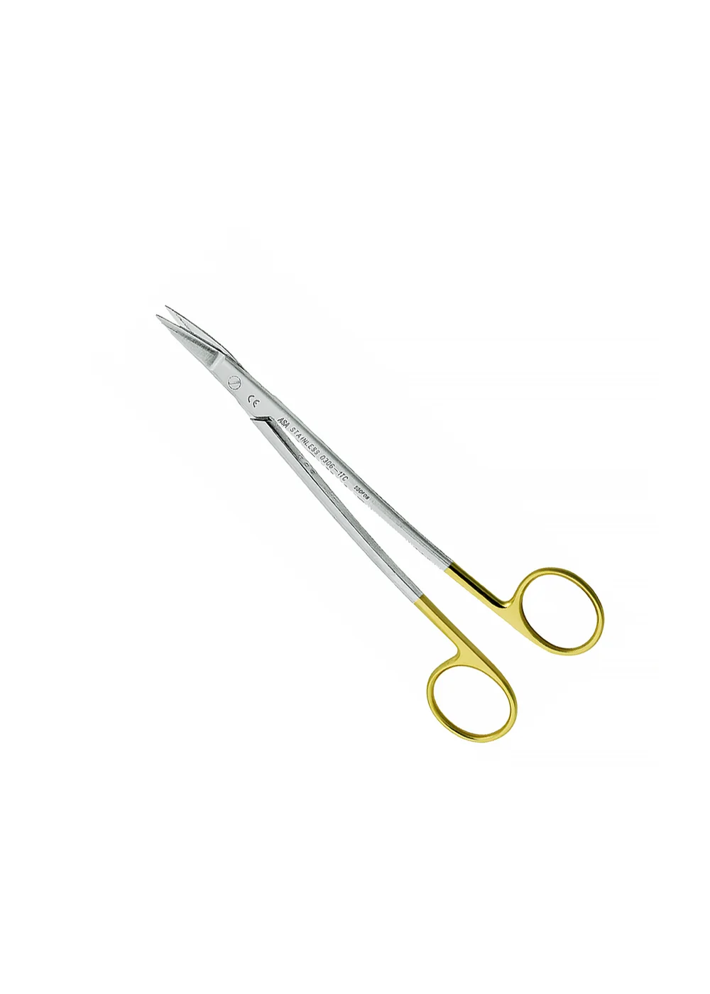 Asa Dental 0306-1TC - ножницы для десны N1 изогнутые с твердосплавными вставками и золотистыми ручками, 17 см