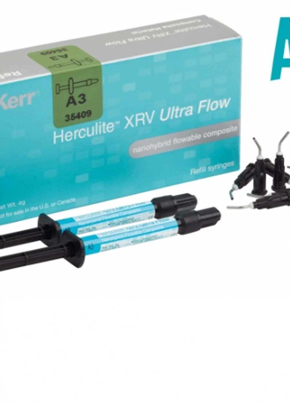 Herculite XRV Ultra Flow цв.A4 (2шпр.х2г, насадки-20шт.), 35411, Kerr