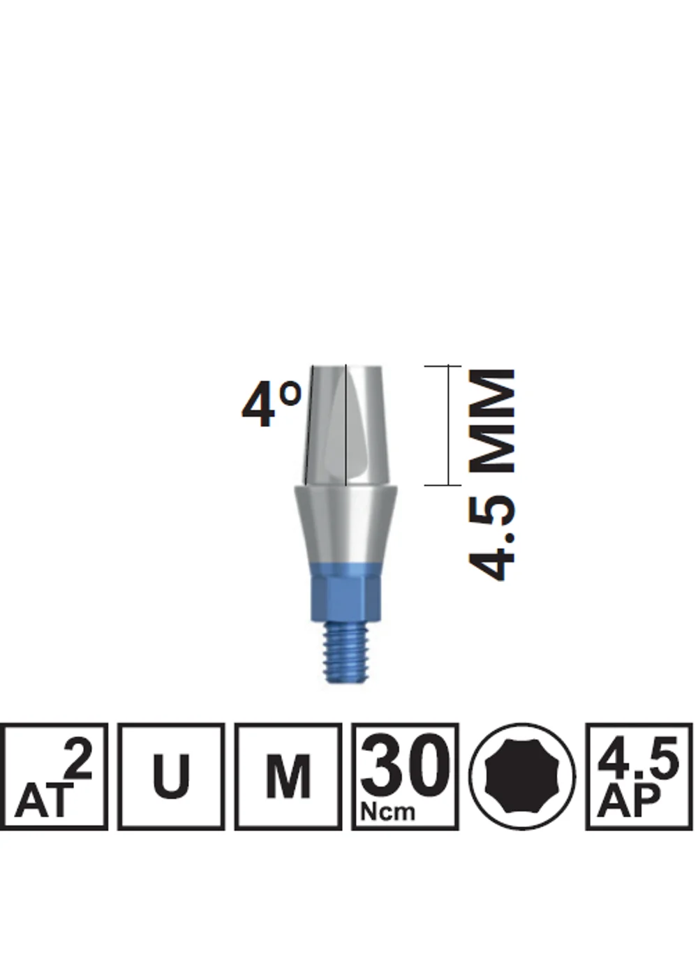 Абатмент прямой VEGA RV H4,5/GH2 мм, с винтом, арт: 18 10 49
