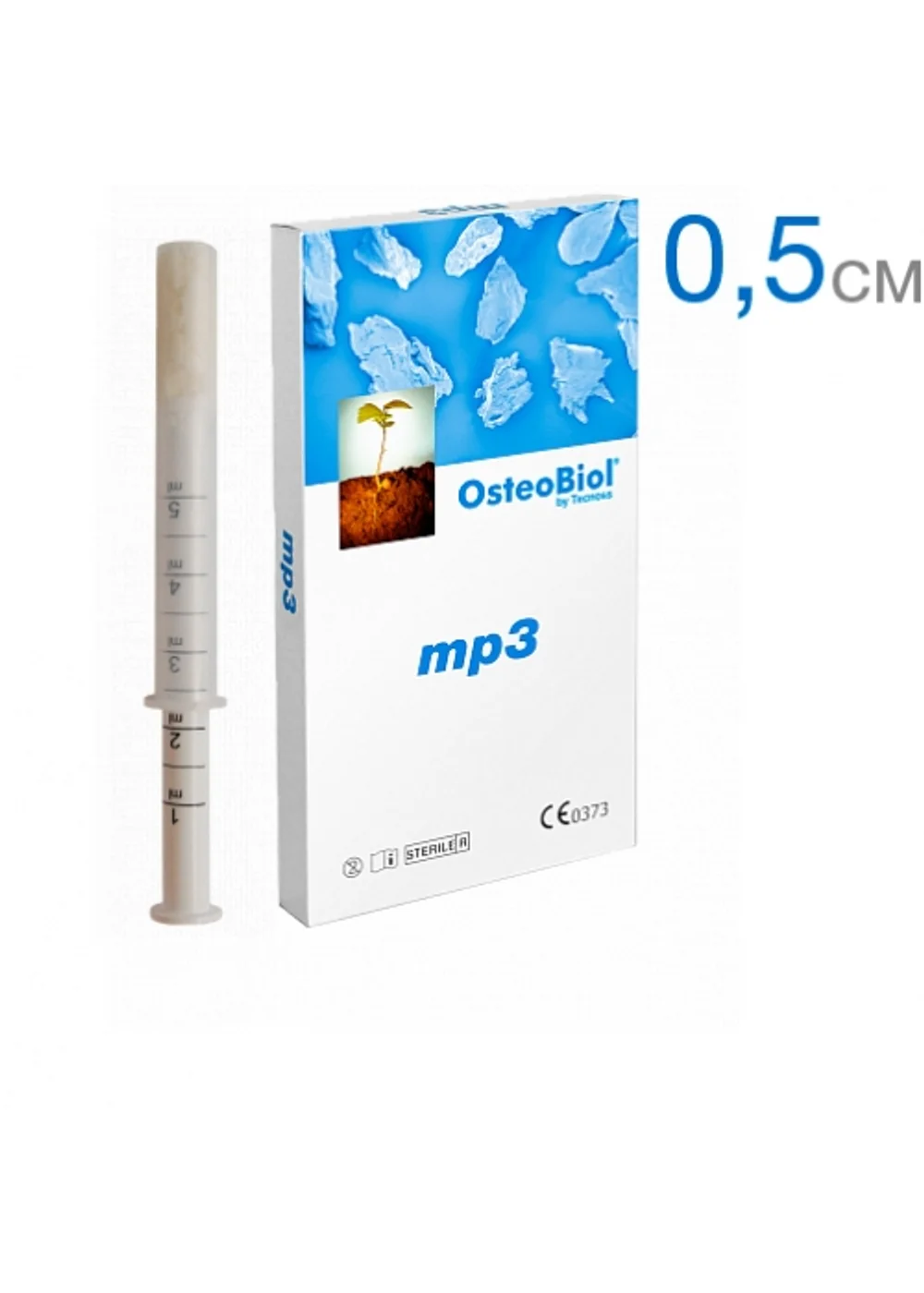 Костный материал, OsteoBiol by Tecnoss, mp3 0.5 см³, губчатые гранулы в шприце