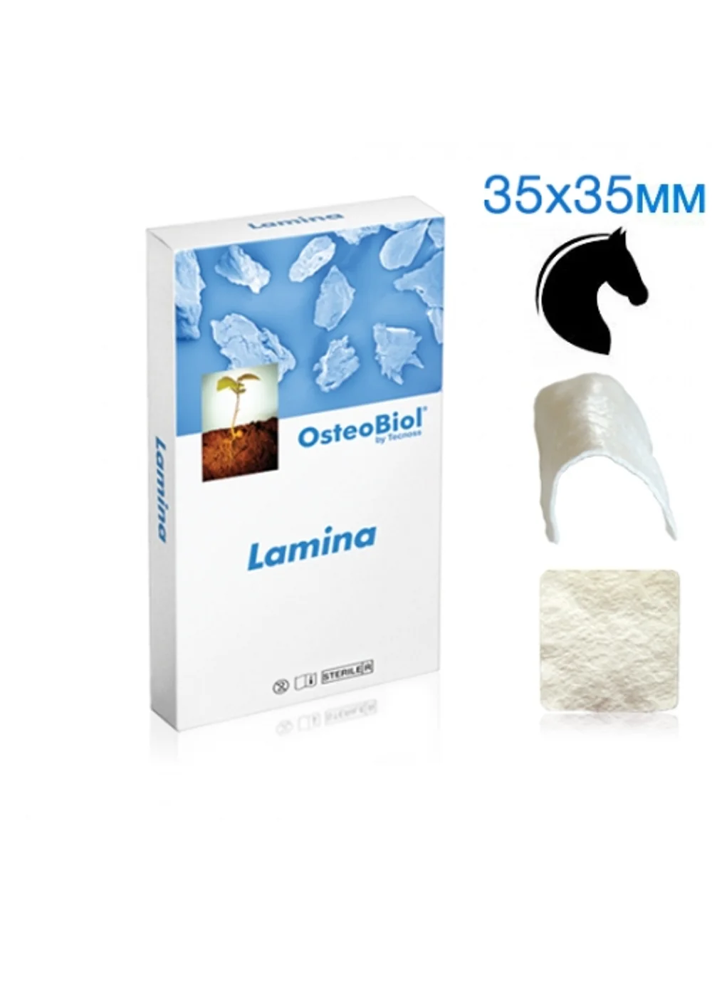 Мембрана, OsteoBiol by Tecnoss, Soft Cortical Lamina 35x35x0.9 мм, изогнутая