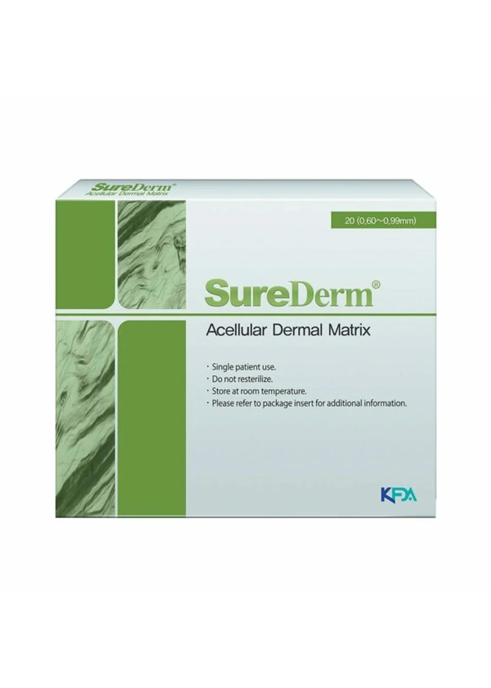 Бесклеточный дермальный матрикс, OSSTEM, SureDerm, резорбируемый, 0.60-0.99 мм, 1x2 см