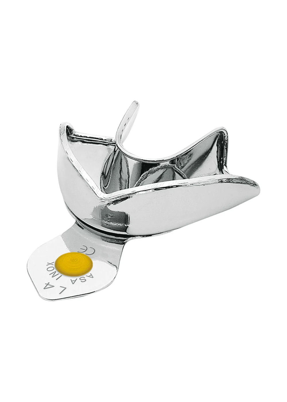 Asa Dental 2803-L4 - ложка слепочная нижняя малая (S) без перфорации с бортиками, с цветной кодировкой (жёлтая)