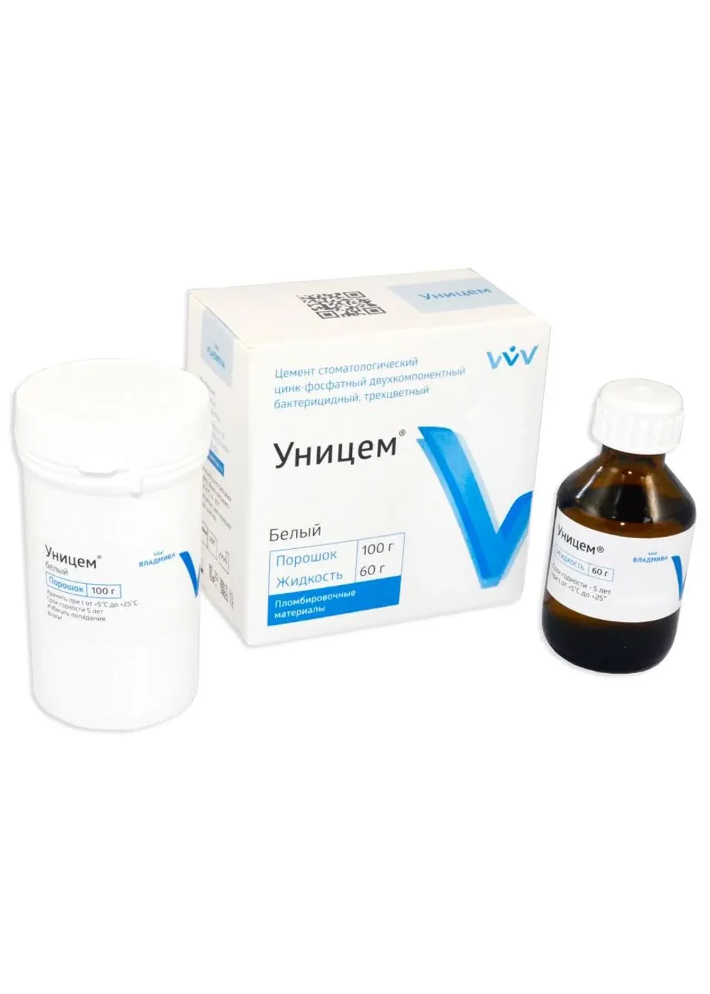 Цемент, Владмива, Уницем белый (100г+60мл)