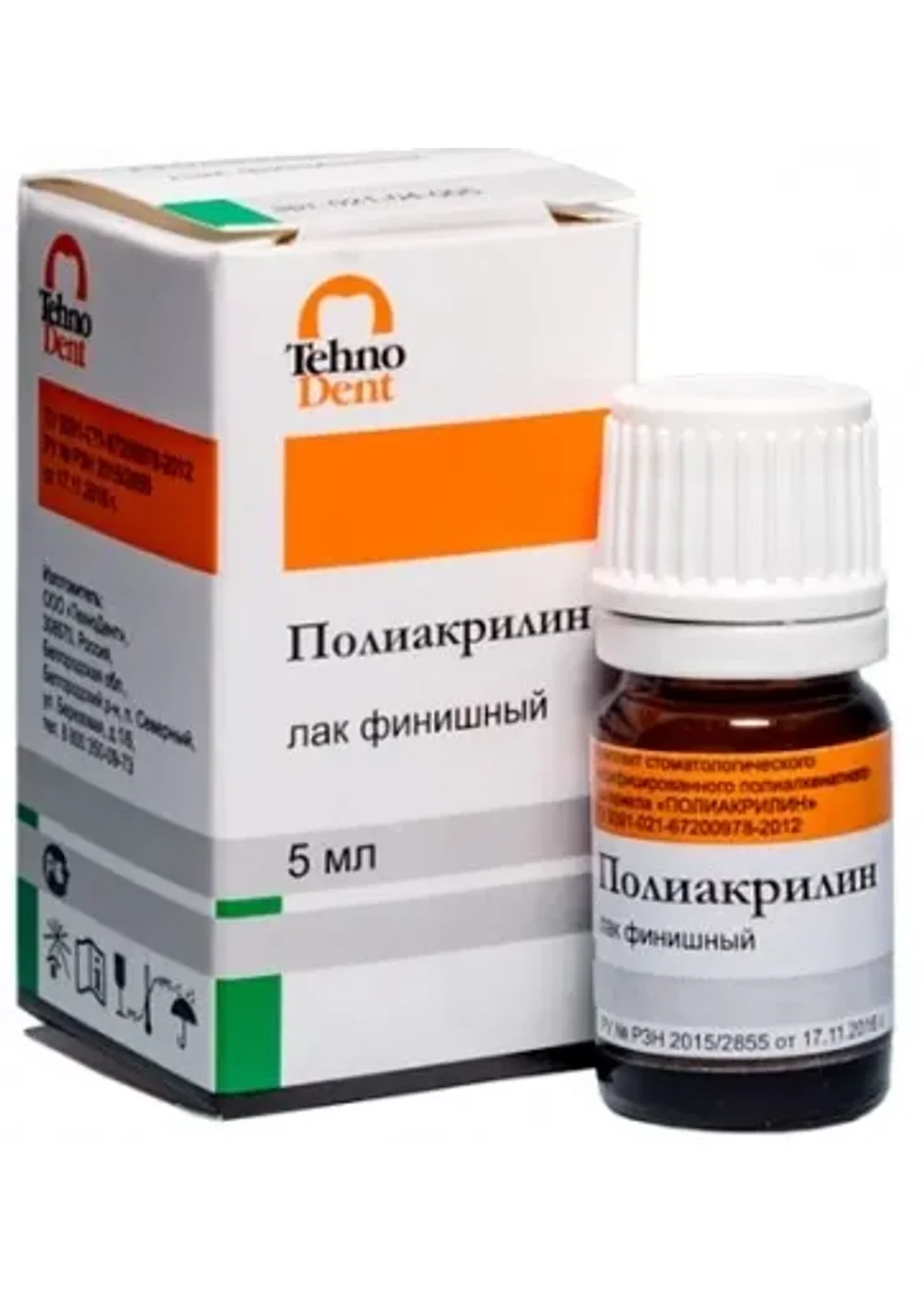 Лак полиакриловый, Техно Дент, Полиакрилин, 5мл, ТД-021-04-005