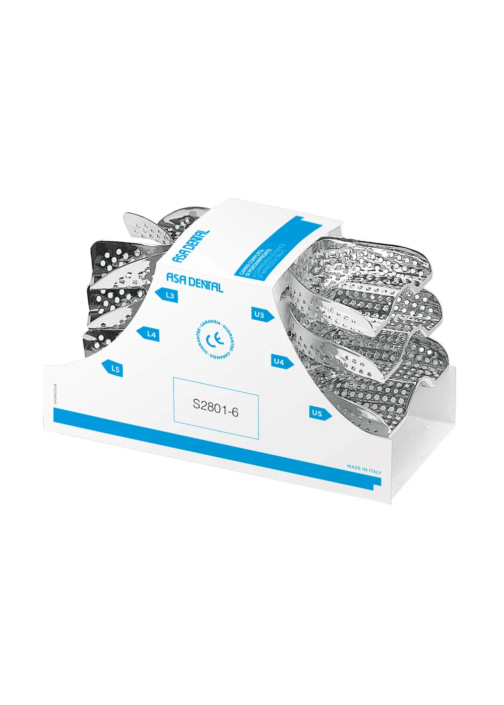 Asa Dental S2801-6 - ложка слепочная, набор 6 штук, с перфорацией без бортиков
