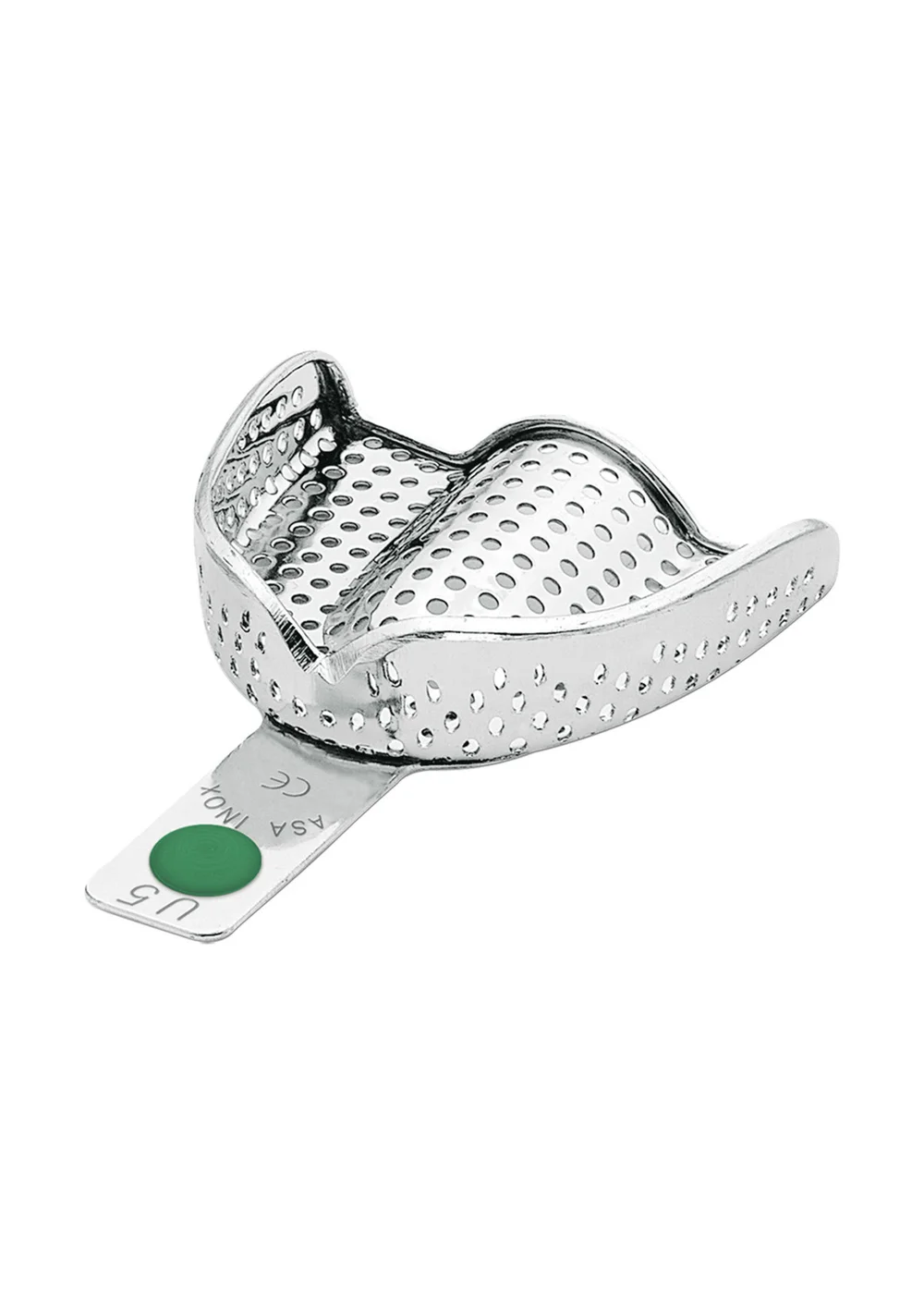 Asa Dental 2804-U5 - ложка слепочная верхняя большая (L) с перфорацией с бортиками, с цветной кодировкой (зелёная)