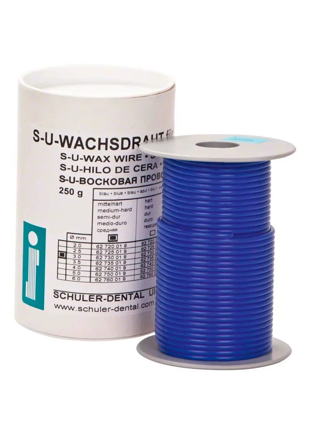 Восковая проволока, SCHULER DENTAL, синяя твердая 2.0 мм (250г), 62720029