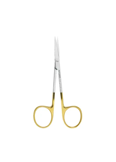 Asa Dental 0305-2TC - ножницы для десны изогнутые по плоскости с твердосплавными вставками и золотистыми ручками, 11 см