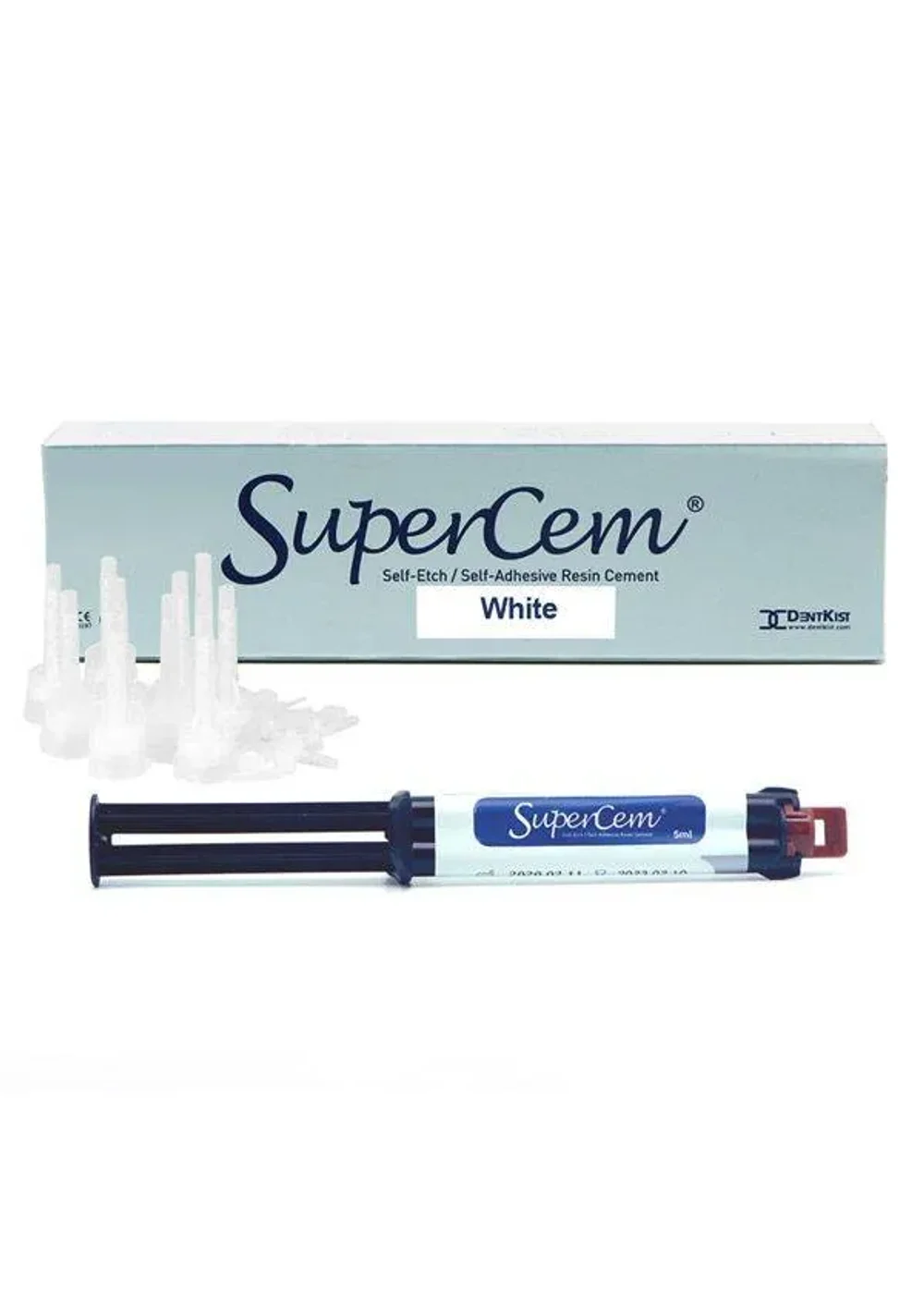 Цемент, DentKist, ЧармСуперЦем (SuperCem), белый, композитный самопротравливающий, 1шпр.х5мл+10+10