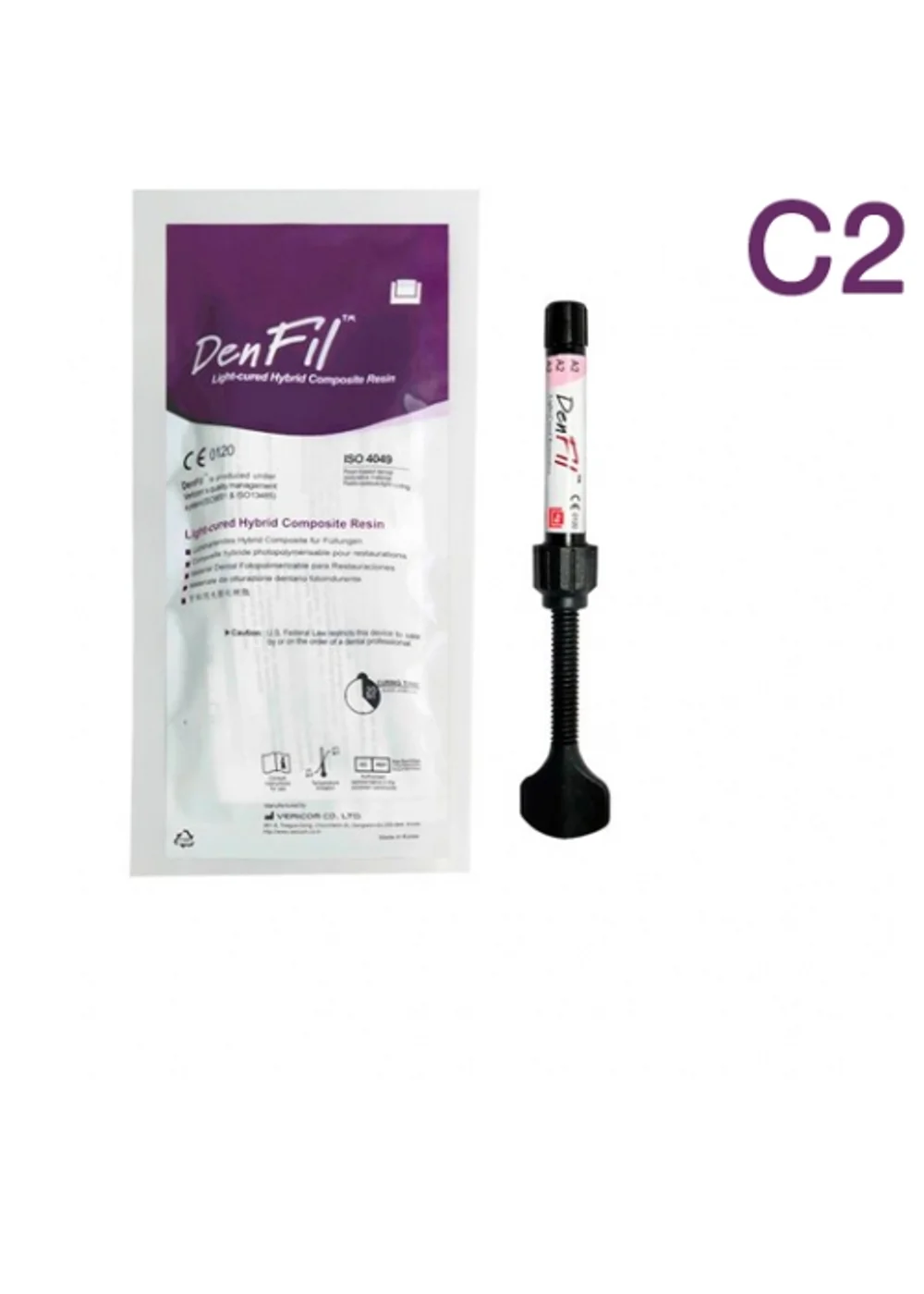 Композит, Vericom, DenFil C2, шприц 4г, микрогибридный, универсальный