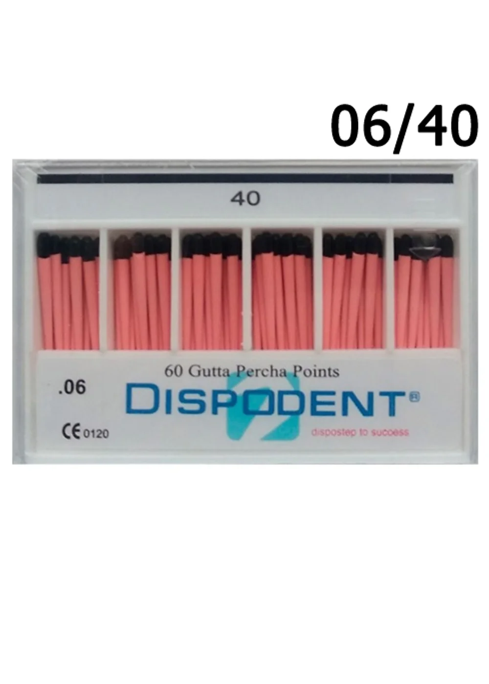 Штифты гуттаперчевые, Dispodent, .06 №40 (60 шт)