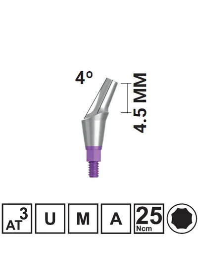 Абатмент угловой VEGA NV 25 грд., H4,5/GH3 мм, с винтом, арт: 18 10 18