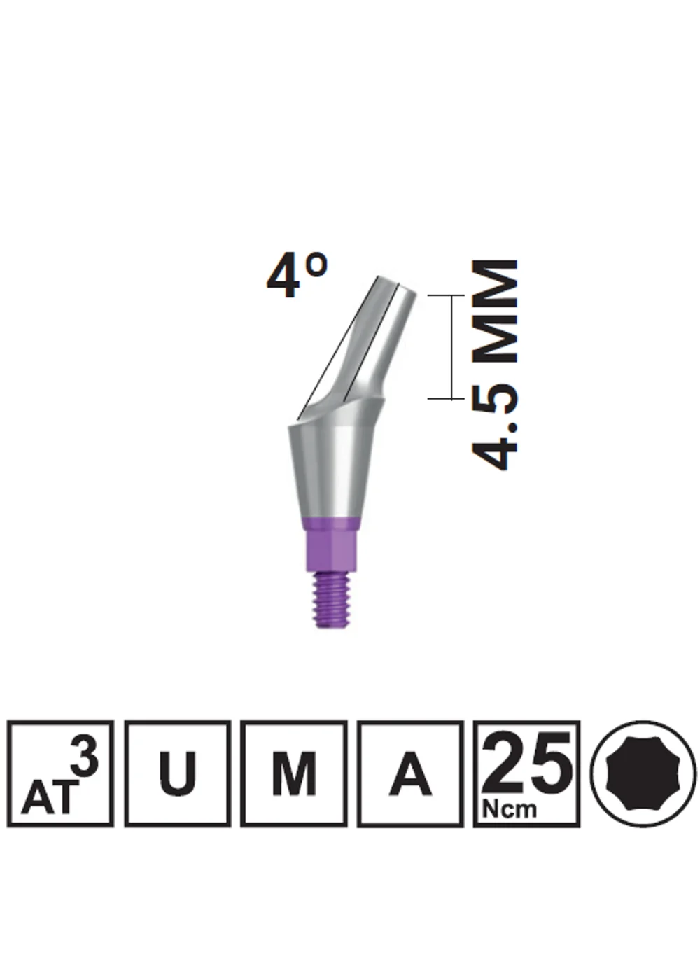 Абатмент угловой VEGA NV 25 грд., H4,5/GH3 мм, с винтом, арт: 18 10 18