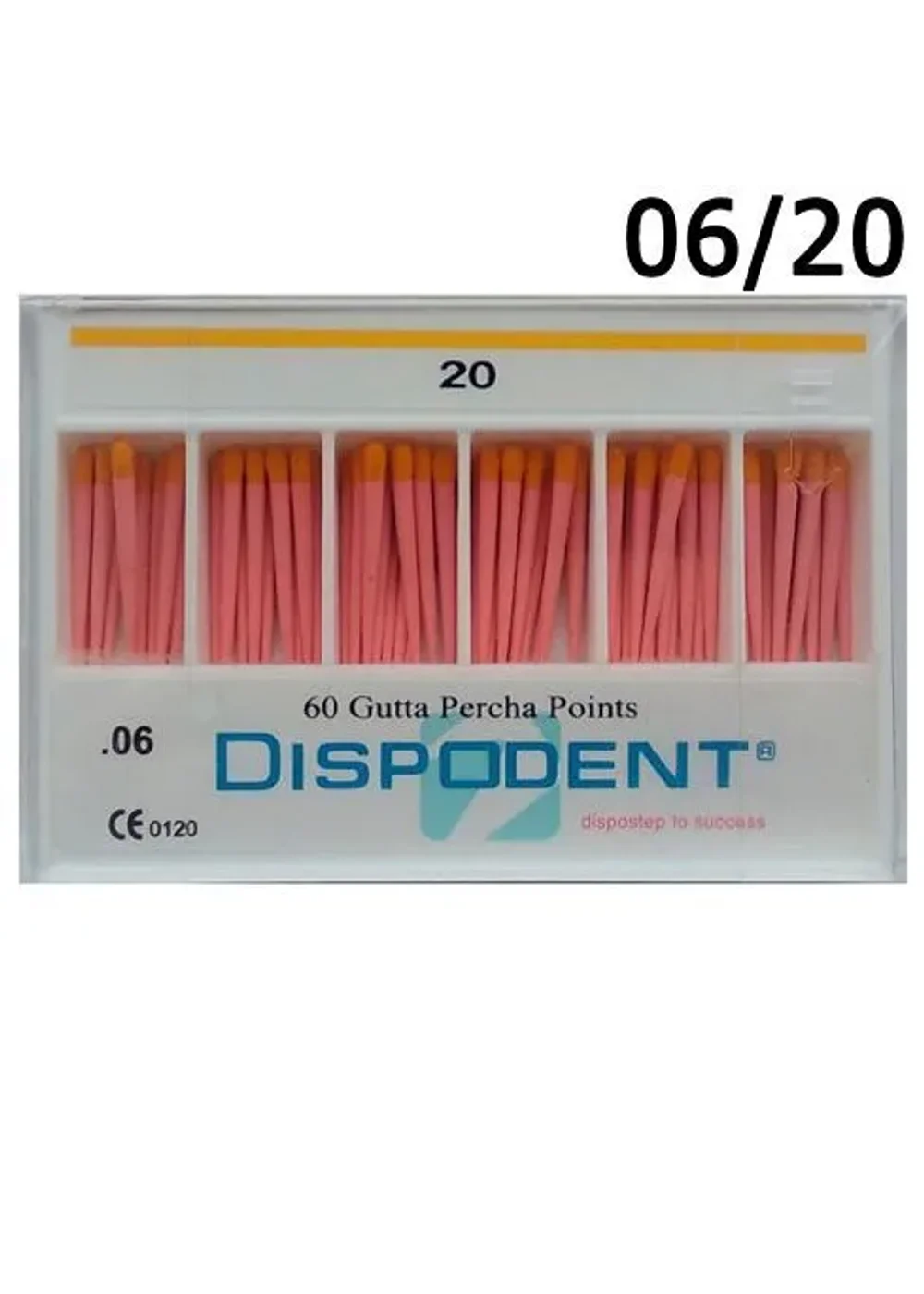 Штифты гуттаперчевые, Dispodent, конус 0.06 №20, 60 шт