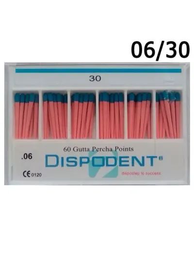 Штифты гуттаперчевые, Dispodent, конус 0.06 №30, 60 шт