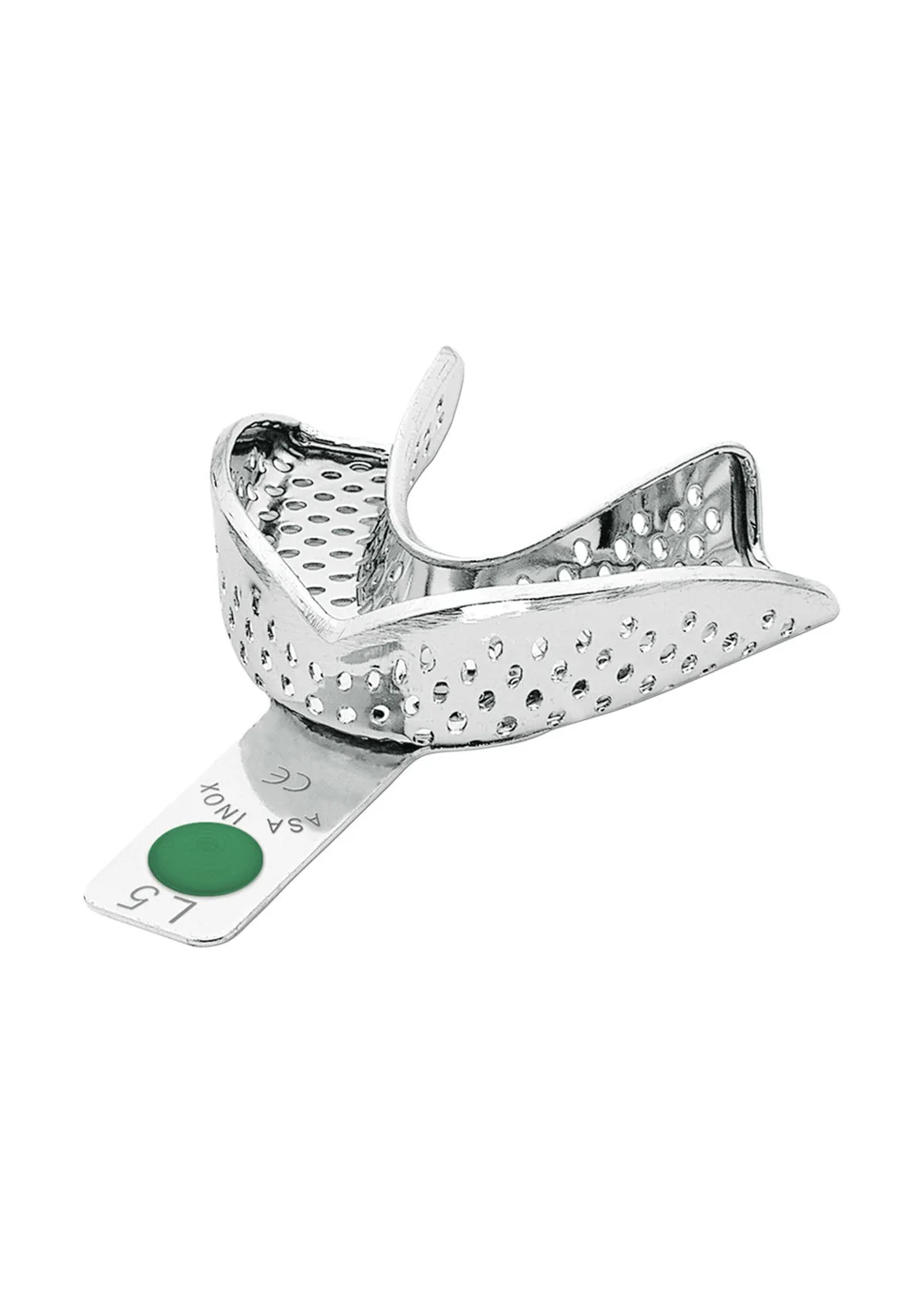 Asa Dental 2804-L5 - ложка слепочная нижняя большая (L) с перфорацией с бортиками, с цветной кодировкой (зелёная)