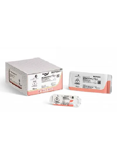 Шовный материал ETHICON Monocryl Plus 6/0, 45 см, игла 1/2 колющая 13 мм