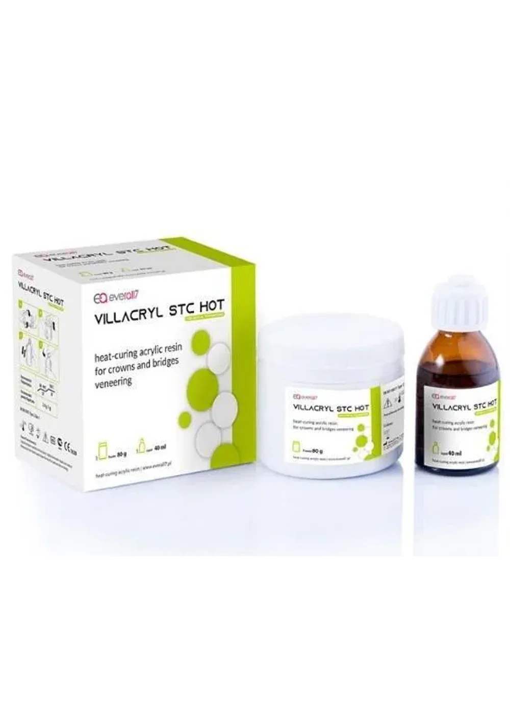 Пластмасса для ремонта протезов, Everall7, Villacryl STC Hot, A3.5, 80г+40мл