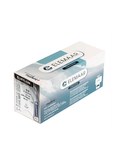 Elemaar ELNYLON 5/0 - шовный материал, 75 см, 3/8, 13 мм, колющая, 12 шт.