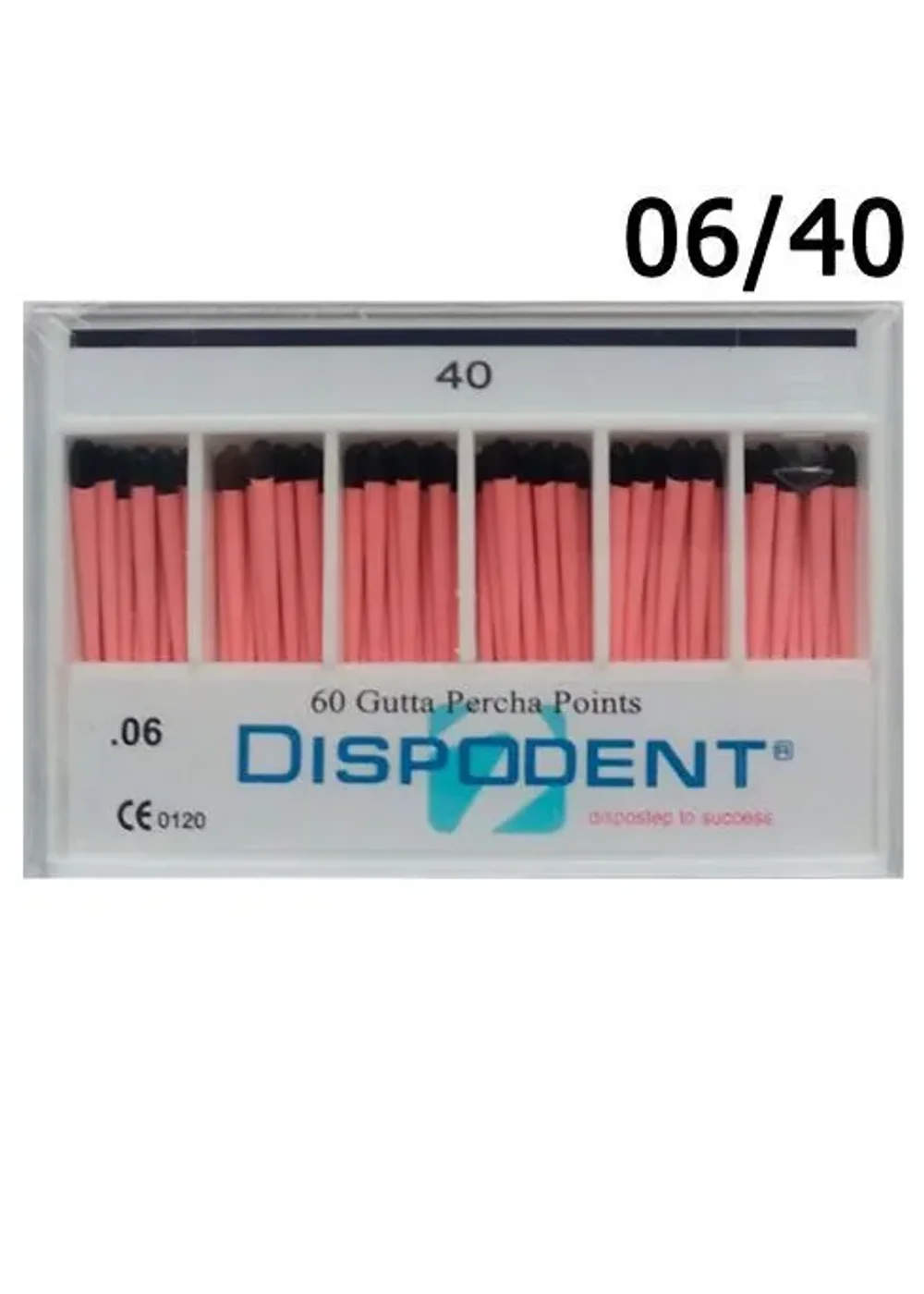 Штифты гуттаперчевые, Dispodent, конус 0.06 №40, 60 шт