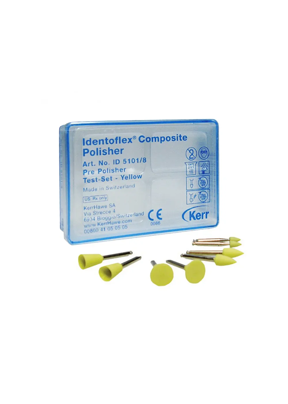 Головки полировочные, Kerr, Identoflex желтые ассорти 8шт