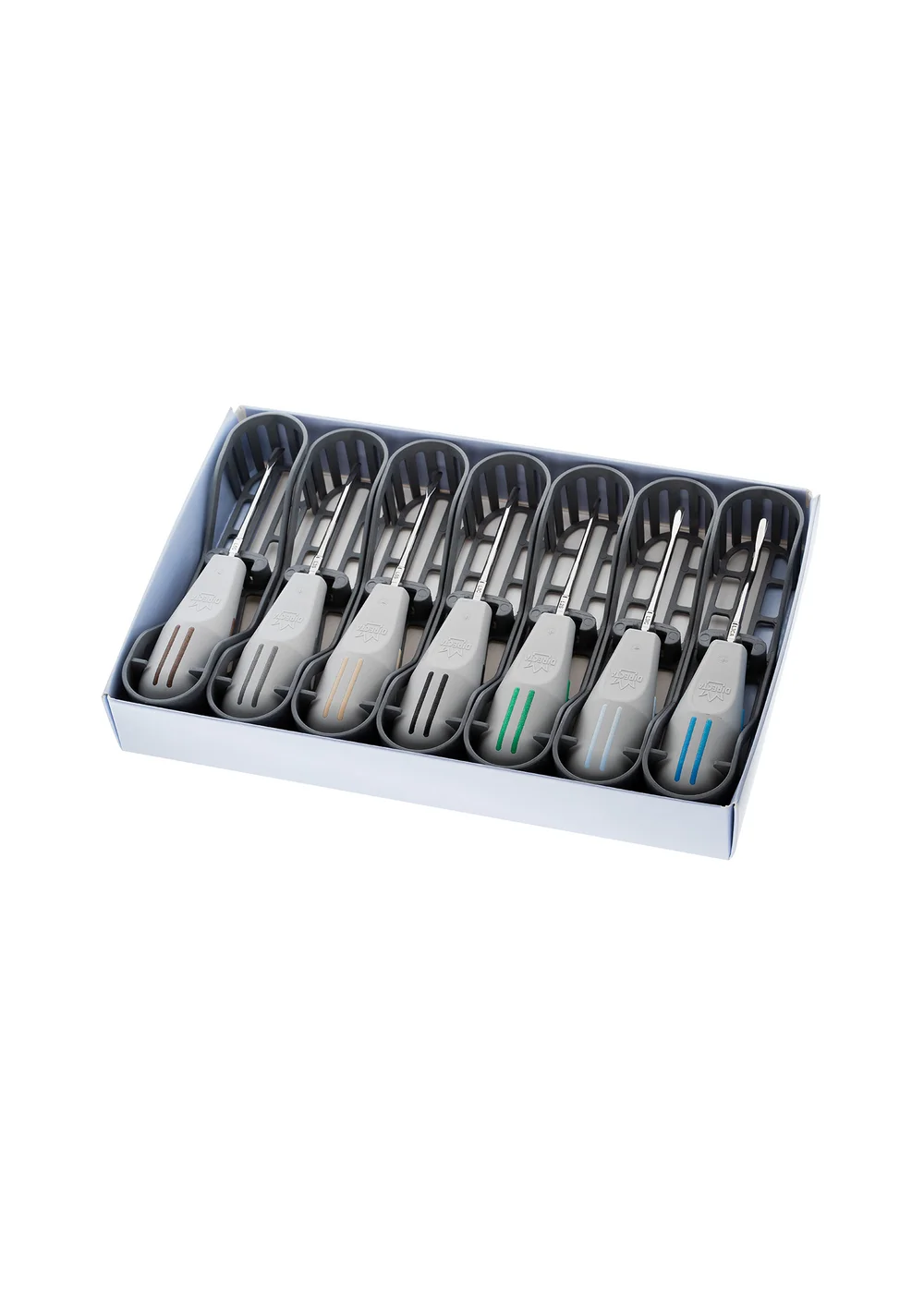 Directa Luxator Periotome KIT-7 - набор люксаторов, 7 шт (L2S, L3C, L3S, L3CA, L3IC, L5C, L5S + точильный камень L10)