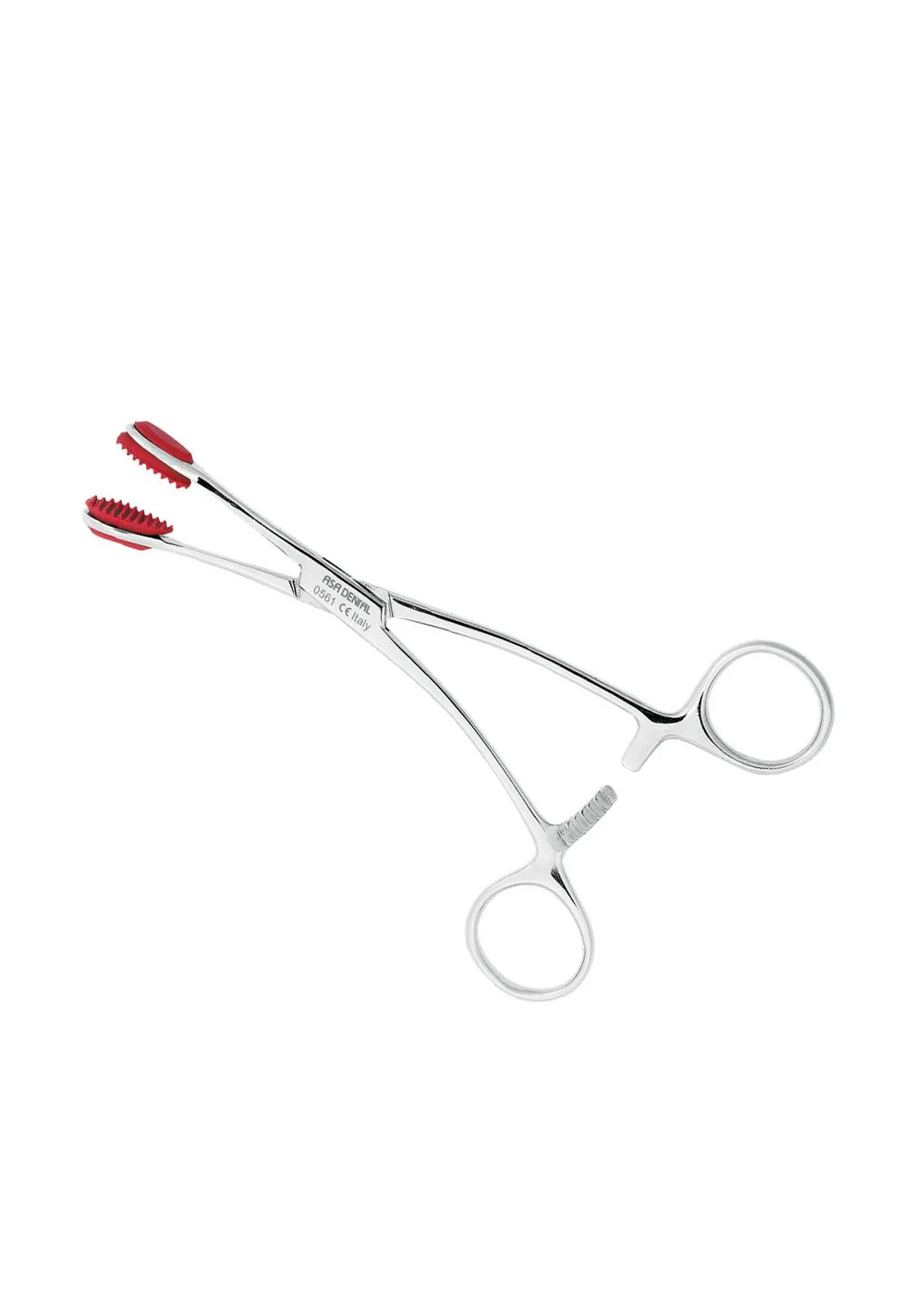 Asa Dental 0561 - пинцет для языка с круглой рабочей частью и фиксатором на ручке, изогнутый, 17 см